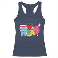 Read Lover America Map Racerback Tank Top National Reading Month Bookish Book Lovers