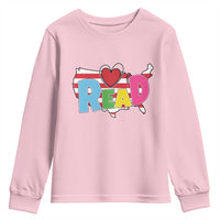 Read Lover America Map Youth Sweatshirt National Reading Month Bookish Book Lovers