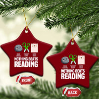 Nothing Beats Reading Ceramic Ornament Rock Paper Scissors Read Book Lovers - Wonder Print Shop