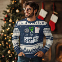 Nothing Beats Reading Ugly Christmas Sweater Rock Paper Scissors Read Book Lovers - Wonder Print Shop