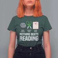 Nothing Beats Reading T Shirt For Women Rock Paper Scissors Read Book Lovers