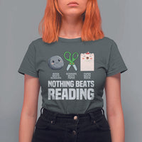 Nothing Beats Reading T Shirt For Women Rock Paper Scissors Read Book Lovers