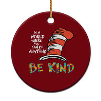 Autism Awareness Ceramic Ornament Why Fit In When You Were Born To Stand Out Cat In Hat - Wonder Print Shop