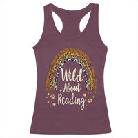 Wild About Reading Racerback Tank Top Teacher Student Back to School Retro Rainbow