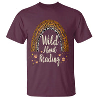 Wild About Reading T Shirt Teacher Student Back to School Retro Rainbow