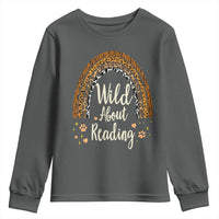 Wild About Reading Youth Sweatshirt Teacher Student Back to School Retro Rainbow