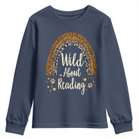 Wild About Reading Youth Sweatshirt Teacher Student Back to School Retro Rainbow