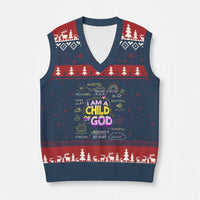 I Am A Child Of God V-Neck Knit Sweater Vest Retro Christian Jesus Faith - Wonder Print Shop