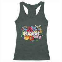 Resist Floral Racerback Tank Top Retro Botanical Graphic