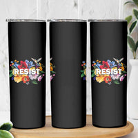 Resist Floral Skinny Tumbler Retro Botanical Graphic
