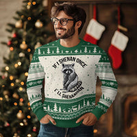 St Patricks Day Raccoon Meme Ugly Christmas Sweater If I Shenan Once I'll Shenanigan - Wonder Print Shop