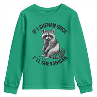 St Patricks Day Raccoon Meme Youth Sweatshirt If I Shenan Once I'll Shenanigan