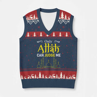 Only Allah Can Judge Me V-Neck Knit Sweater Vest Islamic Muslim Ramadan Eid - Wonder Print Shop