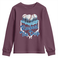 Respect The Drip Baseball Youth Sweatshirt Driping Ice Cream Sport Lover