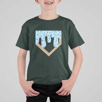 Baseball Ice Cream Dripping T Shirt For Kid Home Plate Drip