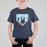 Baseball Ice Cream Dripping T Shirt For Kid Home Plate Drip
