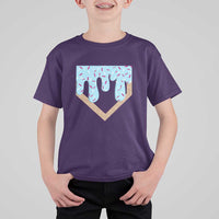 Baseball Ice Cream Dripping T Shirt For Kid Home Plate Drip
