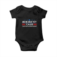 Are We Great Yet I Just Feel Embarrassed Baby Onesie Political Satire Stars and Stripes - Wonder Print Shop