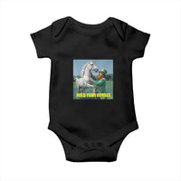 Funny Leprechaun Hold Your Horse Baby Onesie Unicorn St Patrick's Day