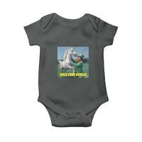 Funny Leprechaun Hold Your Horse Baby Onesie Unicorn St Patrick's Day
