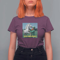 Funny Leprechaun Hold Your Horse T Shirt For Women Unicorn St Patrick's Day