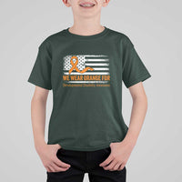 Developmental Disability Awareness T Shirt For Kid US American Flag We Wear Orange