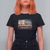 Developmental Disability Awareness T Shirt For Women US American Flag We Wear Orange