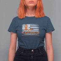 Developmental Disability Awareness T Shirt For Women US American Flag We Wear Orange