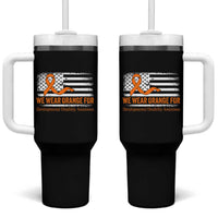 Developmental Disability Awareness Tumbler With Handle US American Flag We Wear Orange