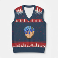 Blue Ice Cream Cone Baseball Glove Drip V-Neck Knit Sweater Vest - Wonder Print Shop
