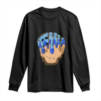Blue Ice Cream Cone Baseball Glove Drip Long Sleeve Shirt