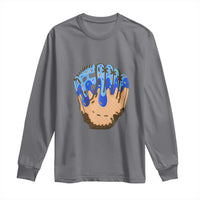 Blue Ice Cream Cone Baseball Glove Drip Long Sleeve Shirt