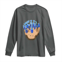Blue Ice Cream Cone Baseball Glove Drip Long Sleeve Shirt