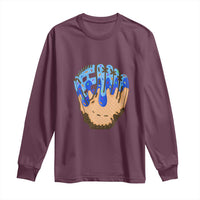 Blue Ice Cream Cone Baseball Glove Drip Long Sleeve Shirt