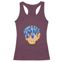 Blue Ice Cream Cone Baseball Glove Drip Racerback Tank Top