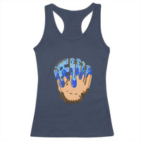 Blue Ice Cream Cone Baseball Glove Drip Racerback Tank Top