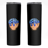Blue Ice Cream Cone Baseball Glove Drip Skinny Tumbler