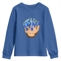 Blue Ice Cream Cone Baseball Glove Drip Youth Sweatshirt