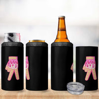 Pink Ice Cream Baseball Glove Sprinkles Drip 4 in 1 Can Cooler Tumbler Funny V Sign
