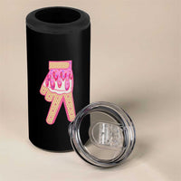 Pink Ice Cream Baseball Glove Sprinkles Drip 4 in 1 Can Cooler Tumbler Funny V Sign