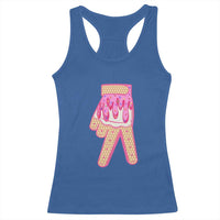 Pink Ice Cream Baseball Glove Sprinkles Drip Racerback Tank Top Funny V Sign