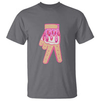 Pink Ice Cream Baseball Glove Sprinkles Drip T Shirt Funny V Sign