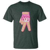 Pink Ice Cream Baseball Glove Sprinkles Drip T Shirt Funny V Sign