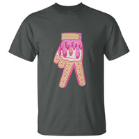 Pink Ice Cream Baseball Glove Sprinkles Drip T Shirt Funny V Sign