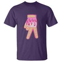 Pink Ice Cream Baseball Glove Sprinkles Drip T Shirt Funny V Sign