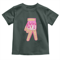 Pink Ice Cream Baseball Glove Sprinkles Drip Toddler T Shirt Funny V Sign