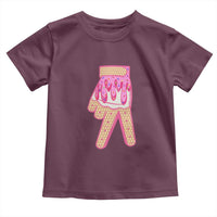 Pink Ice Cream Baseball Glove Sprinkles Drip Toddler T Shirt Funny V Sign