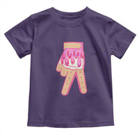 Pink Ice Cream Baseball Glove Sprinkles Drip Toddler T Shirt Funny V Sign