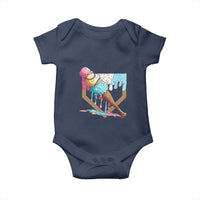 Baseball Home Ice Cream Dripping Baby Onesie
