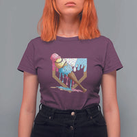 Baseball Home Ice Cream Dripping T Shirt For Women